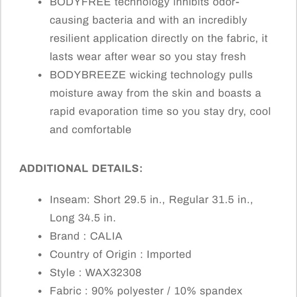 Worn once! Calia Truelight Wide Leg pant, black size Large short - inseam 29.5” - Picture 5 of 8